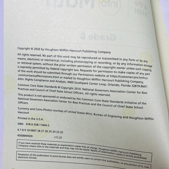 HMH Into Math Grade 8 Workbook Study Book Homeschooling - Picture 2 of 8